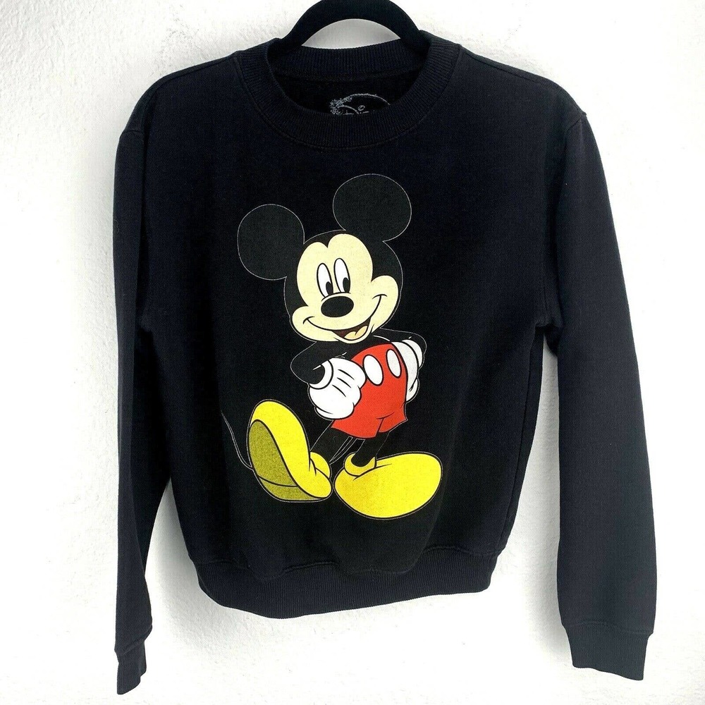 Disney Mickey Mouse Sweatshirt Black Size S Small Crew Neck Pullover